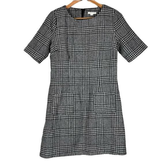 Tulle Mini Dress Womens S Black White Houndstooth Old Money Preppy Blair Waldorf - Picture 2 of 7